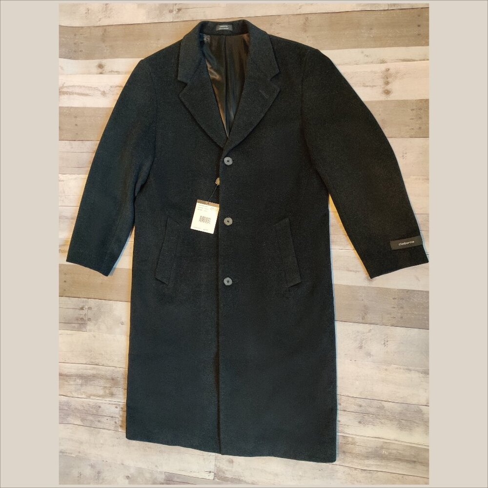 Claiborne Men’s Wool Blend Winter Overcoat – Charcoal - 40R - NEW